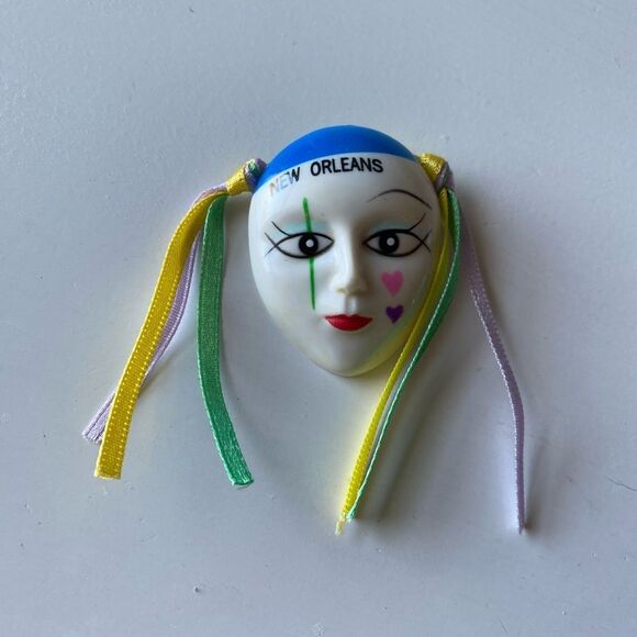 Vintage Jewelry - Vintage Colorful New Orleans Mask Pin